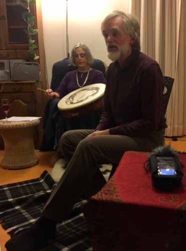 credit:Isle Fincara Trilogy: A G Rivett with Gillian Paschkes-Bell, telling the story at Findhorn